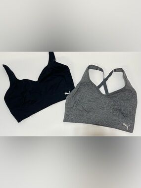 Puma Performance Black & Gray Seamless Double-Pack Sports Bras